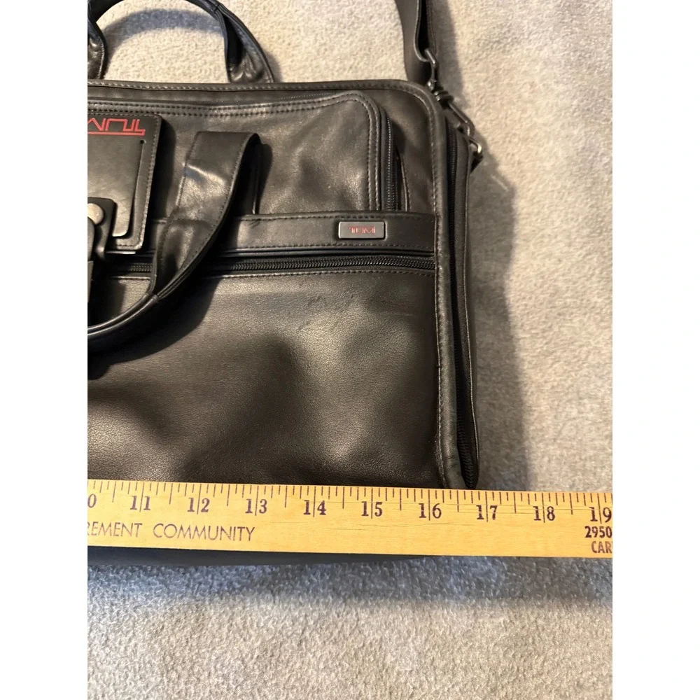 Tumi Alpha Leather Expandable Organizer Briefcase Black 96011D4 Laptop Bag Mens